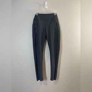 Athleta Leggings Pants Grey Charcoal Zipper Pockets Athletic Workout Women Large